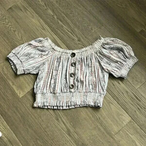 🌸4/$30🌸rebellion  Again | Boho Off The Shoulder Paisley And Floral Crop Top